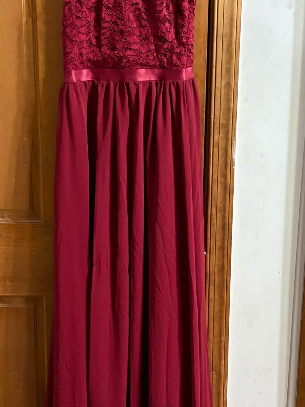 Source Unknown Burgundy Lace Bodice Maxi Dress